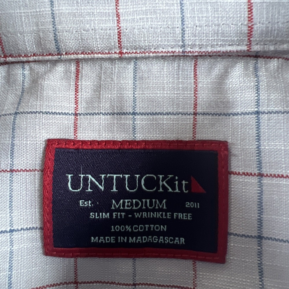 UNTUCKit Shirt Mens Medium Gray Window Pane Button Down Long Sleeve - Picture 4 of 9